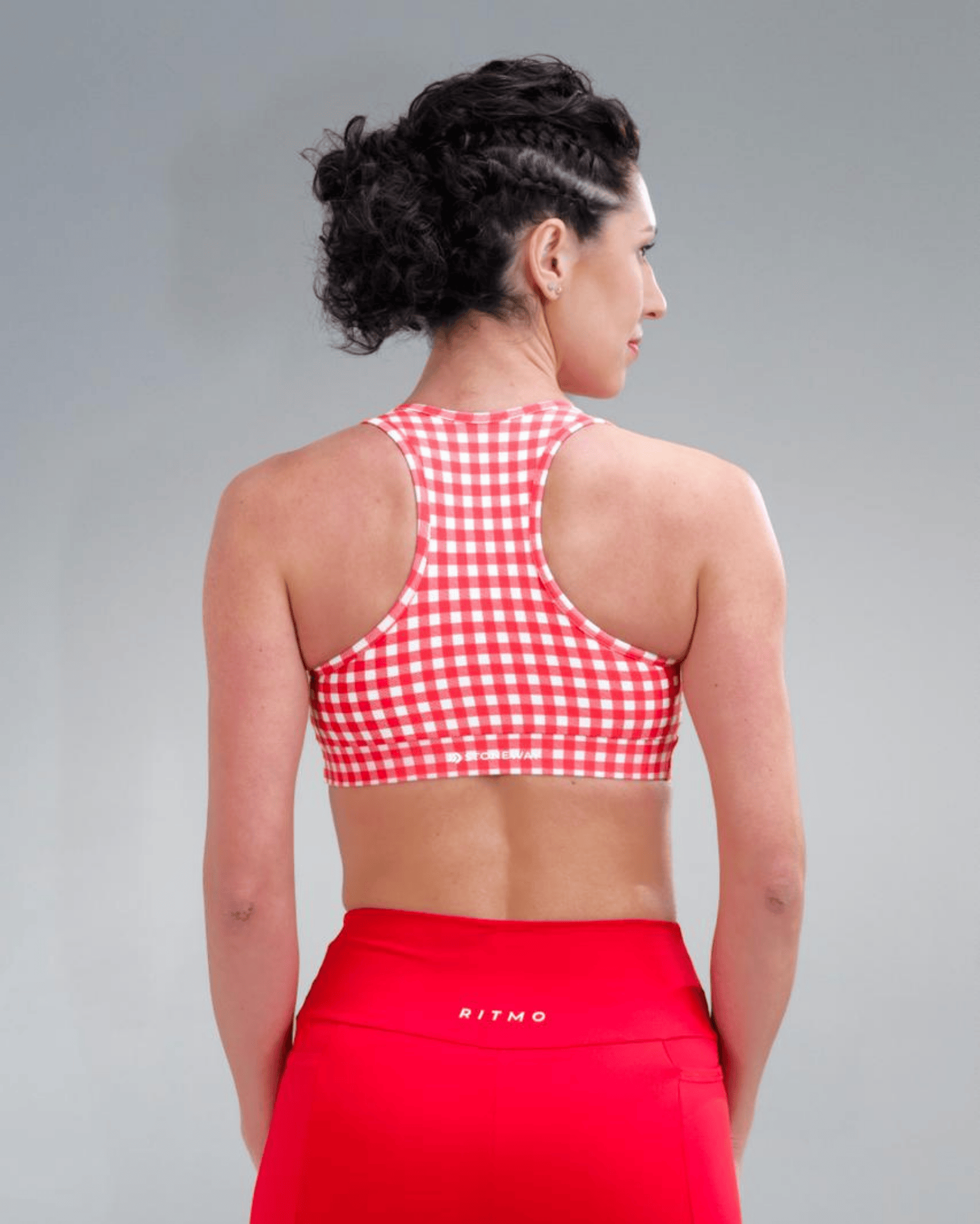 Top Fitness RP com Bojo - Estampa Vichy Cereja