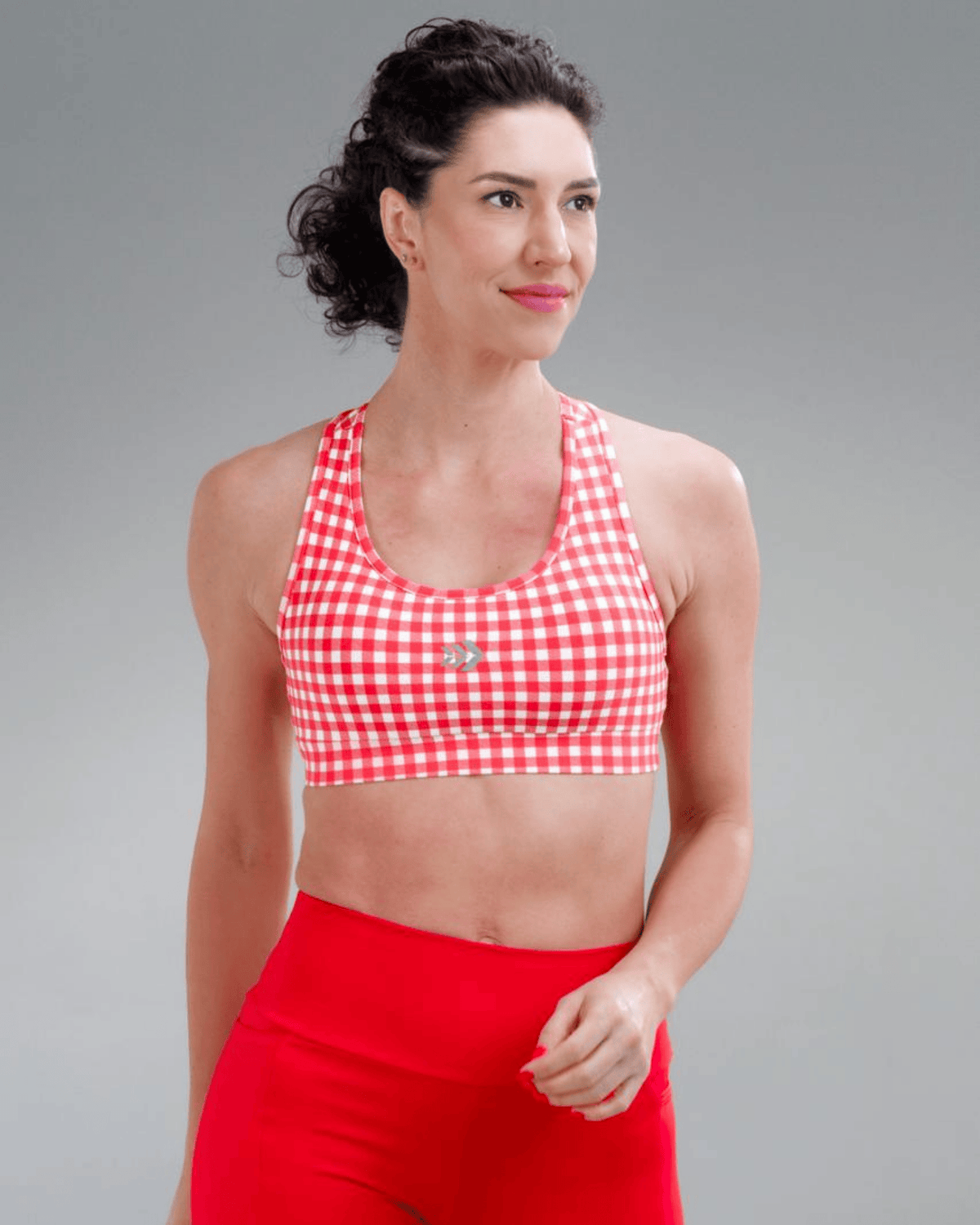 Top Fitness RP com Bojo - Estampa Vichy - Cereja