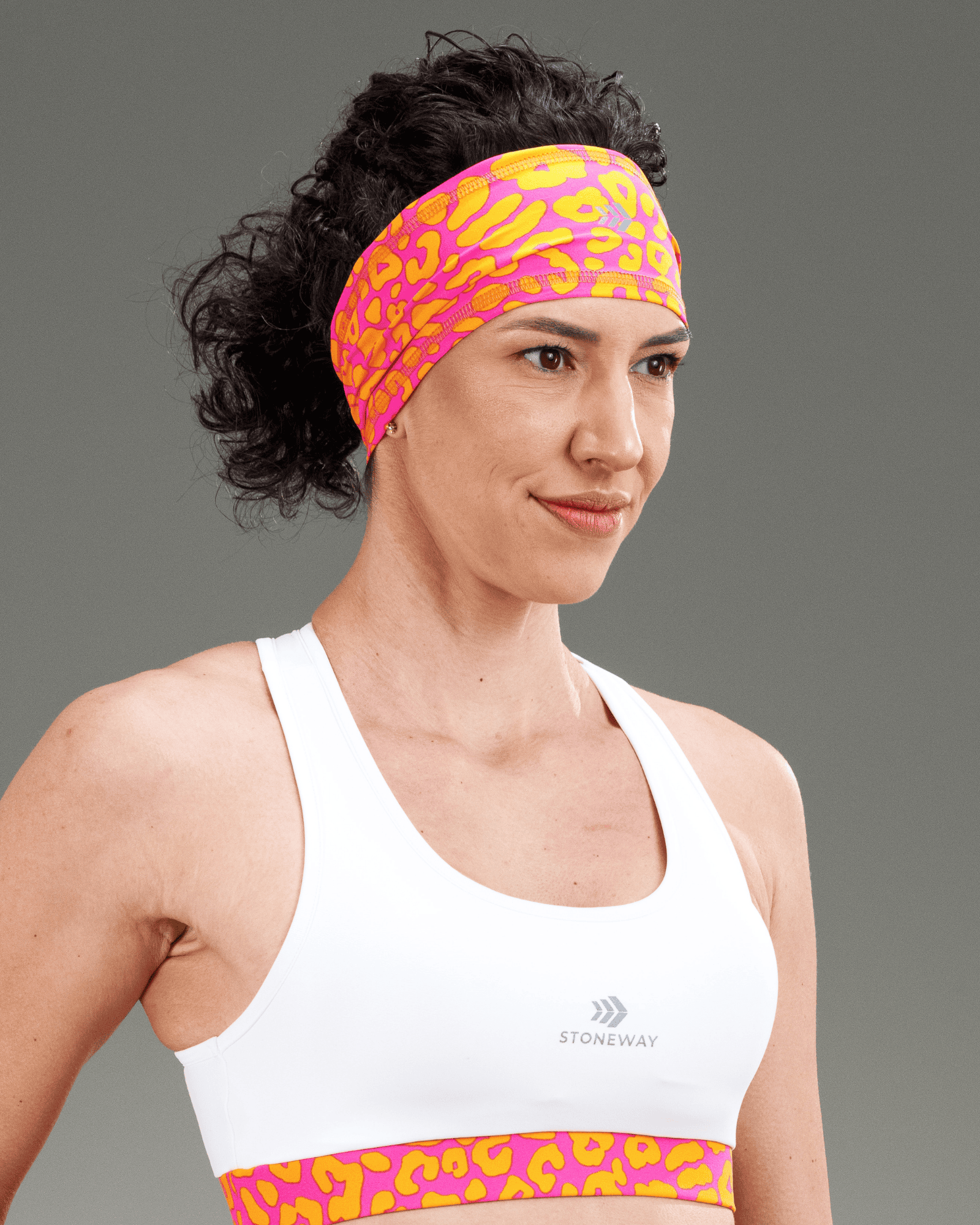 Faixa de Cabeça FITNESS - Onça Laranja e Rosa