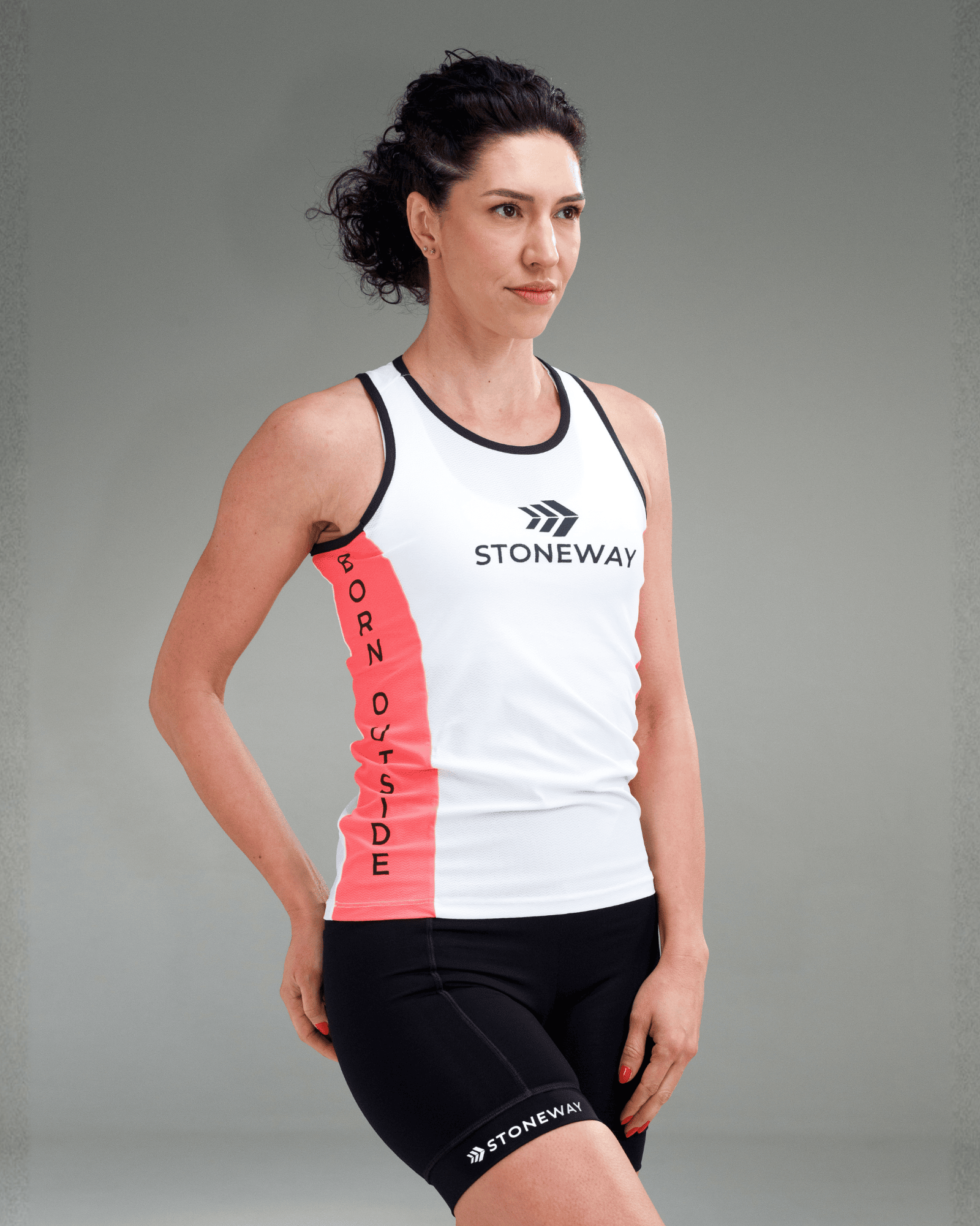 Regata Uniforme Atletas Stoneway - Branco com Coral e Preto