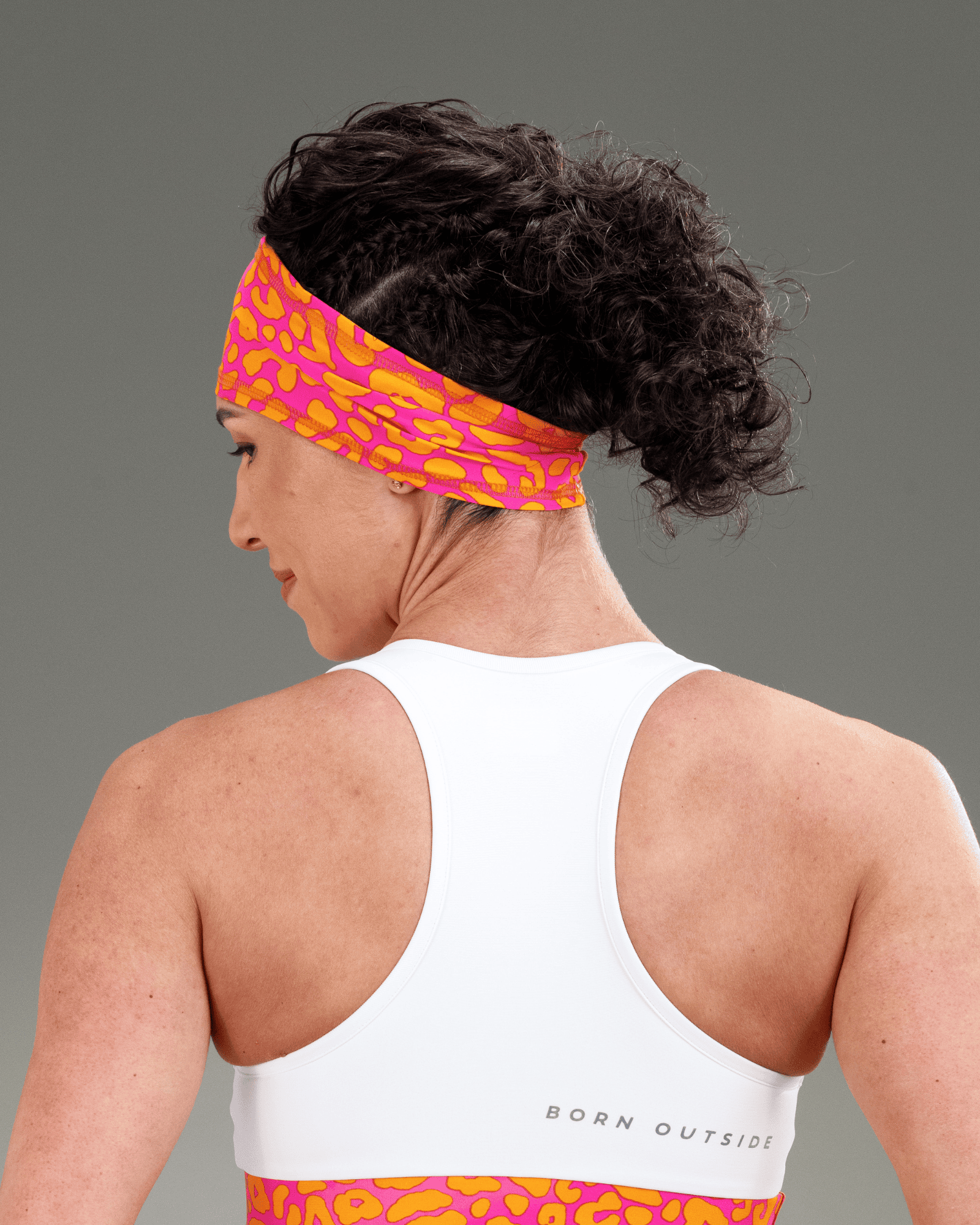 Faixa de Cabeça FITNESS - Onça Laranja e Rosa