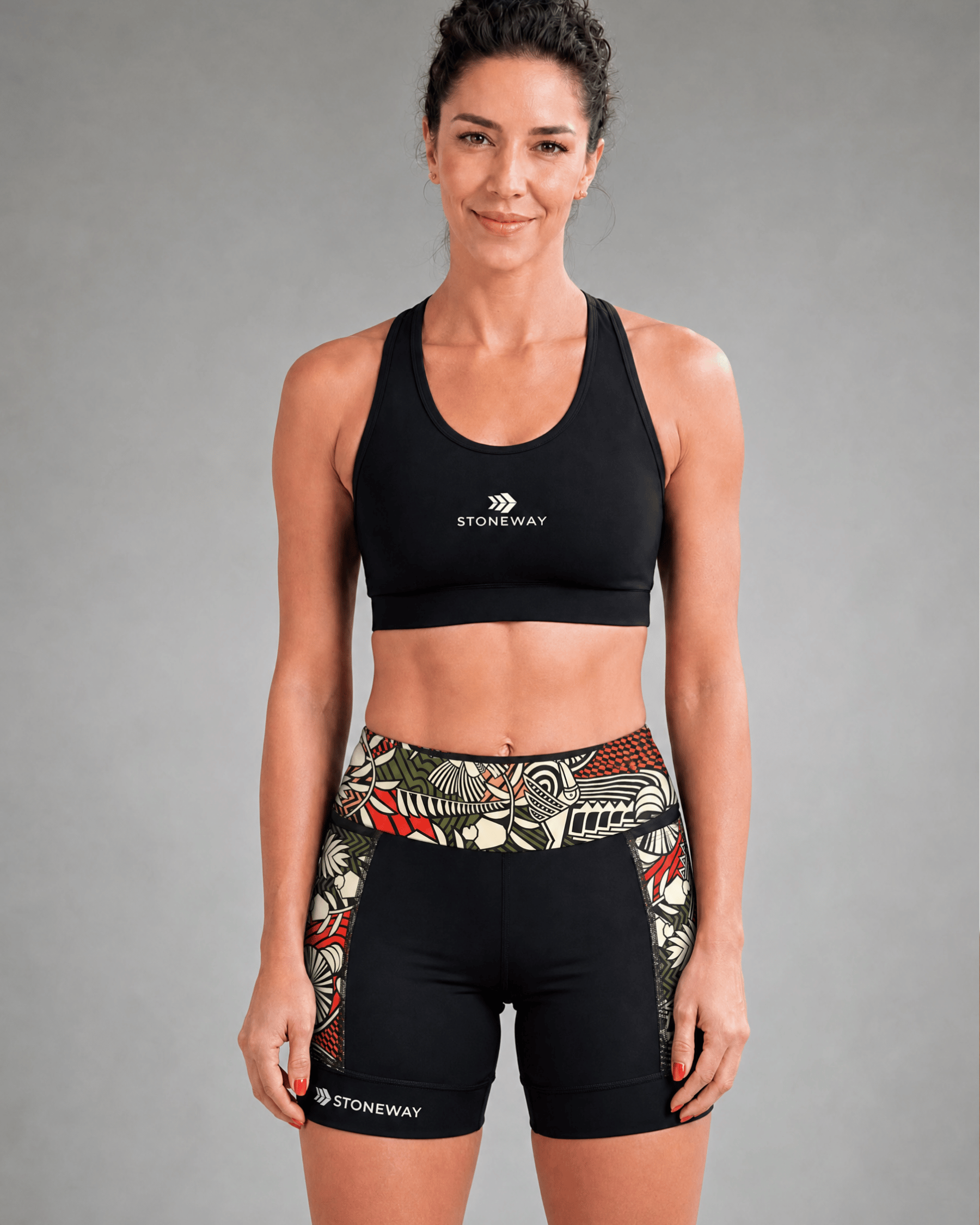 Bermuda Com Bolsos EXTREME RUN CryoFlex - Preto + Estampa Tapajós