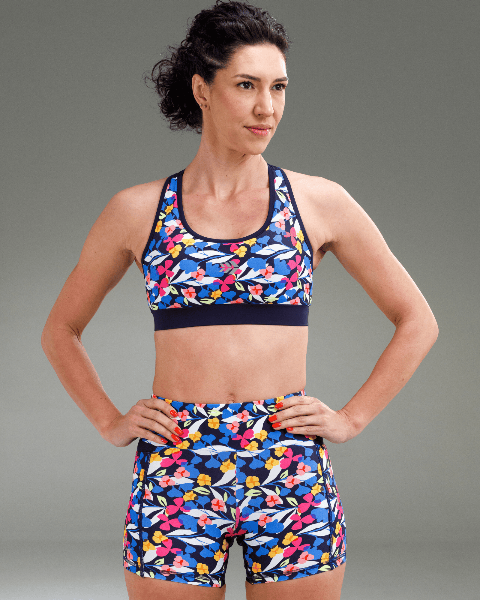 Top Fitness RP com Bojo - Estampa Santorini + Azul Marinho
