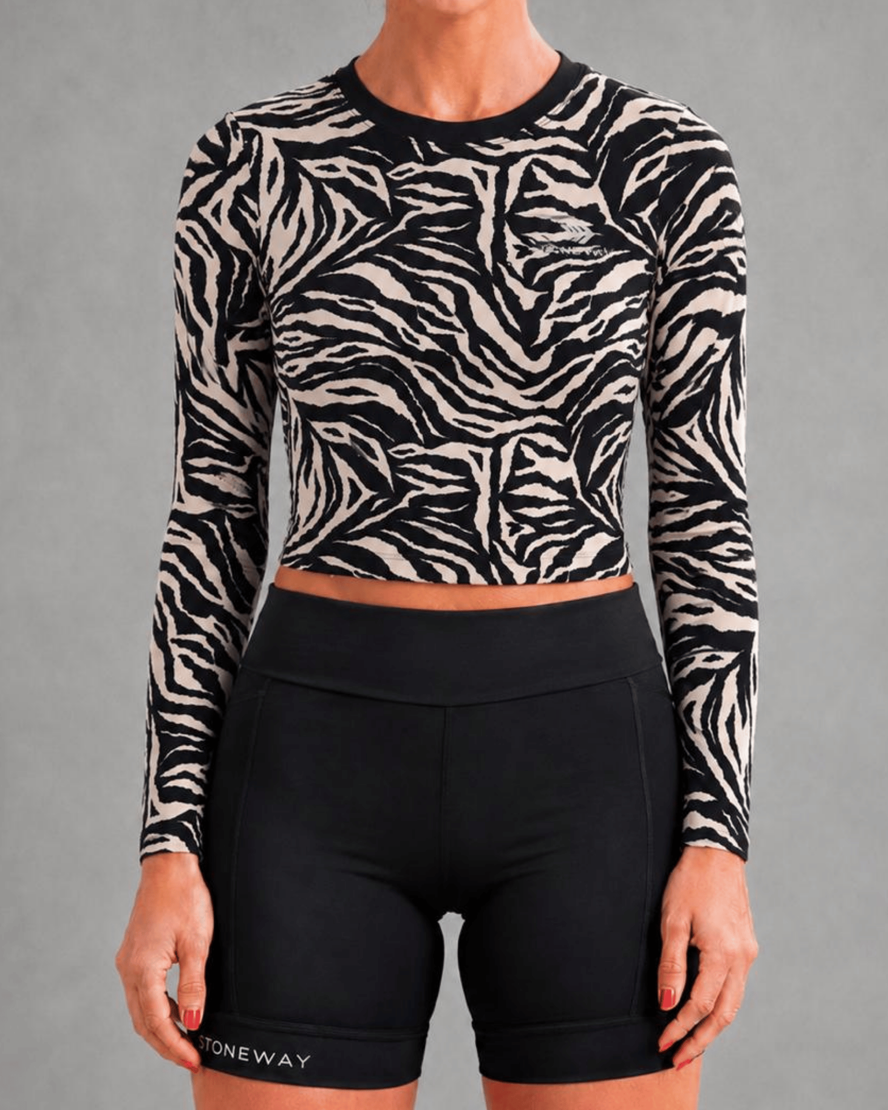 Blusa Cropped Fitness Manga Longa – Estampa Arusha