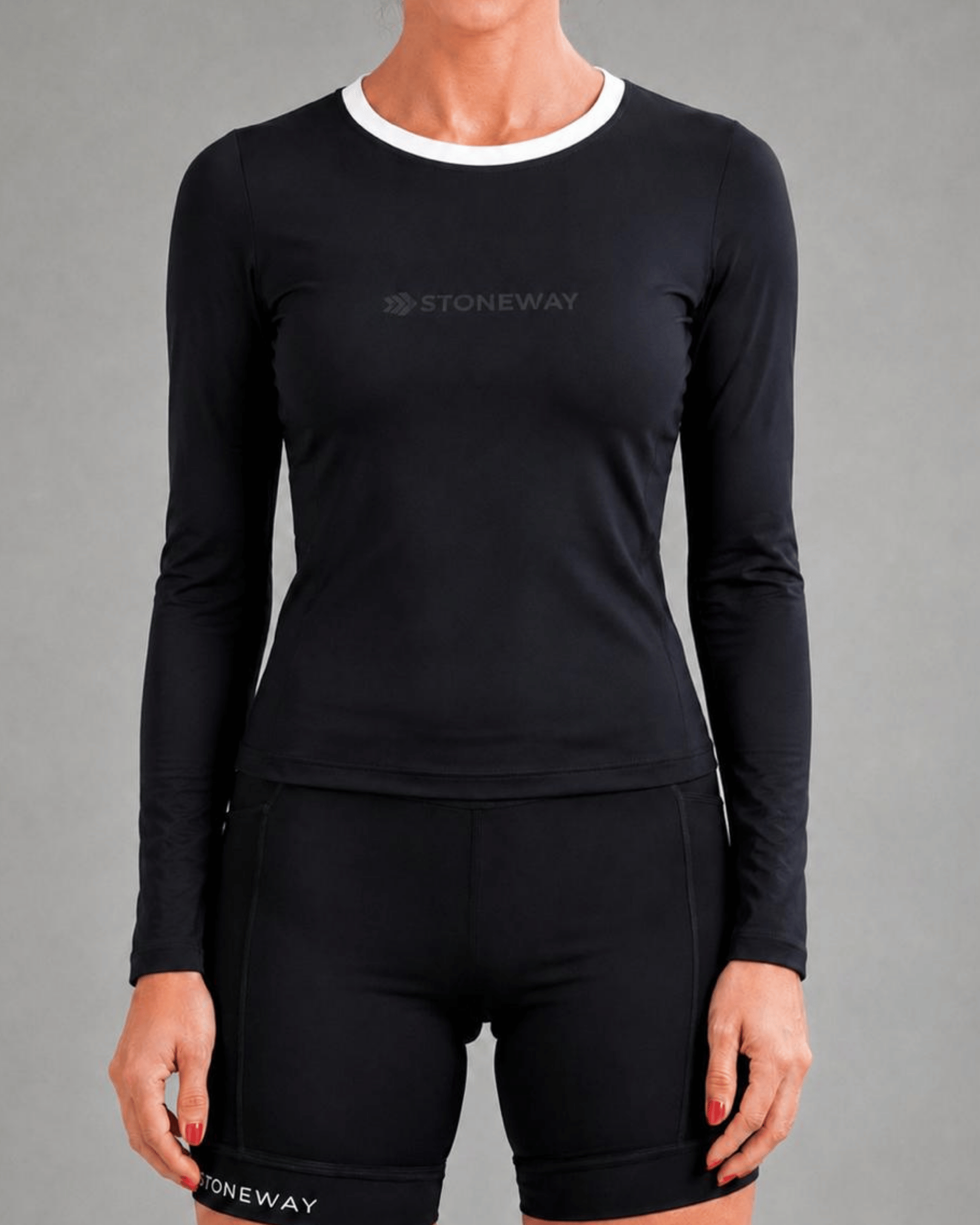 Blusa Manga Longa POWER – Preto + Gola Branca