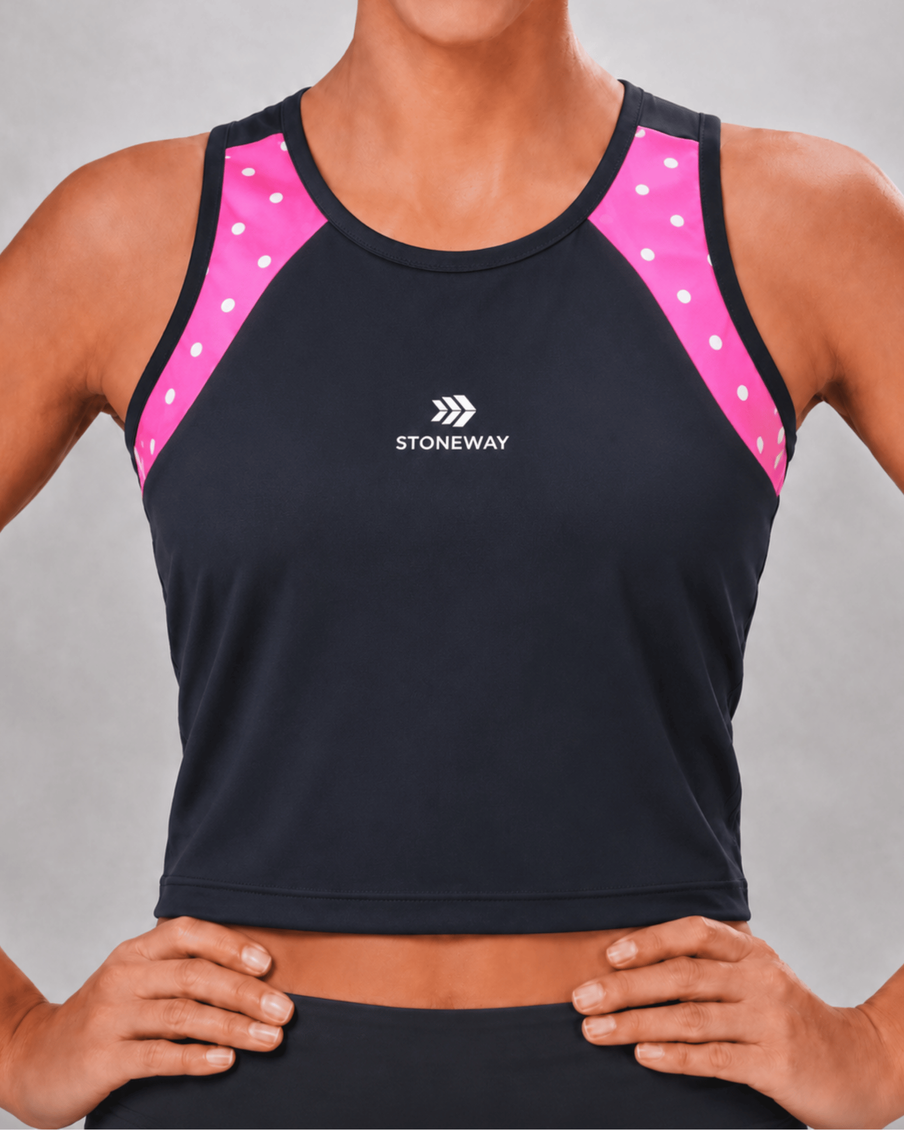 Regata Cropped RACE Fitness - Preto + Estampa Medina