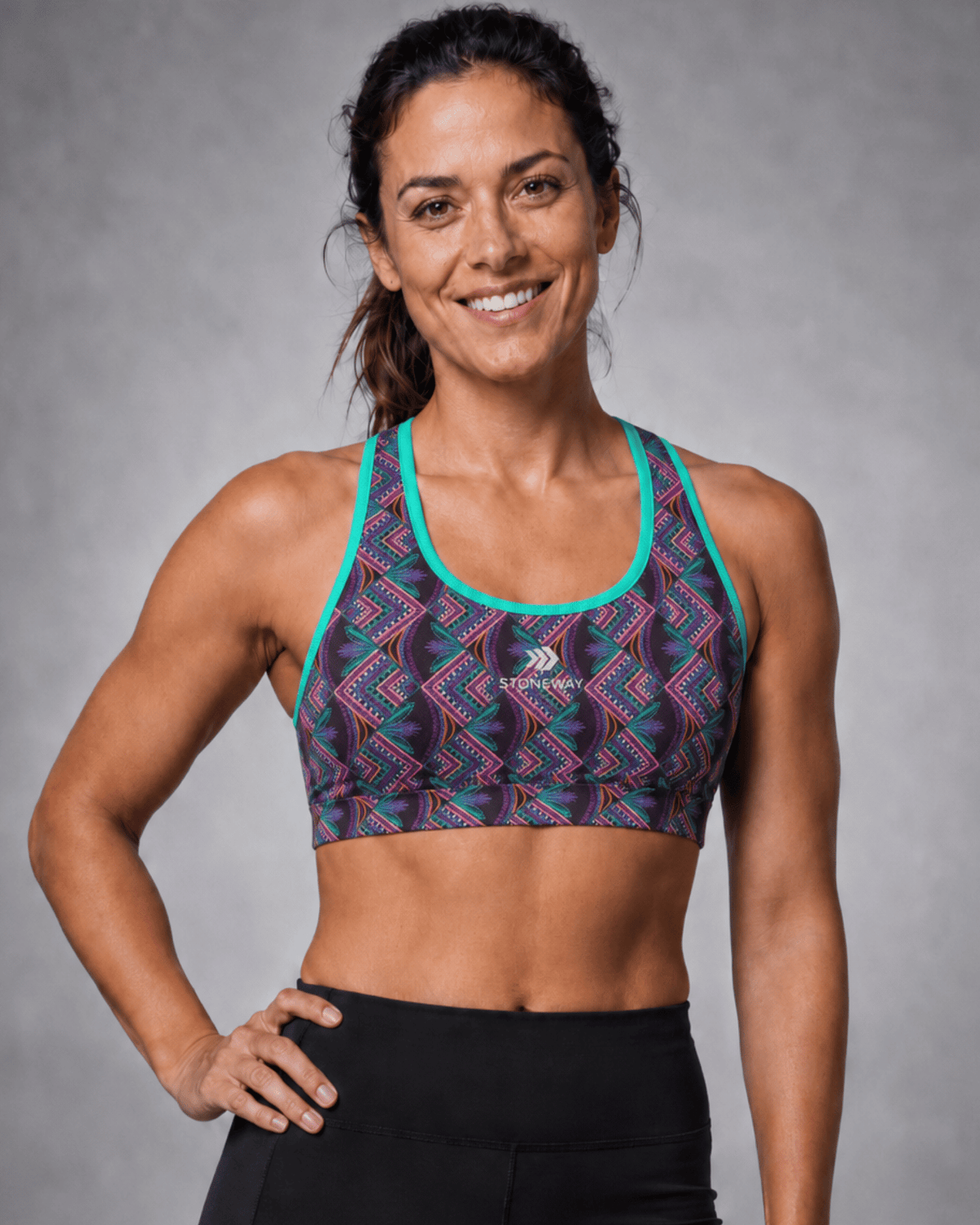 Top Com Bojo Fitness EASY – Estampa Andes + Verde Menta